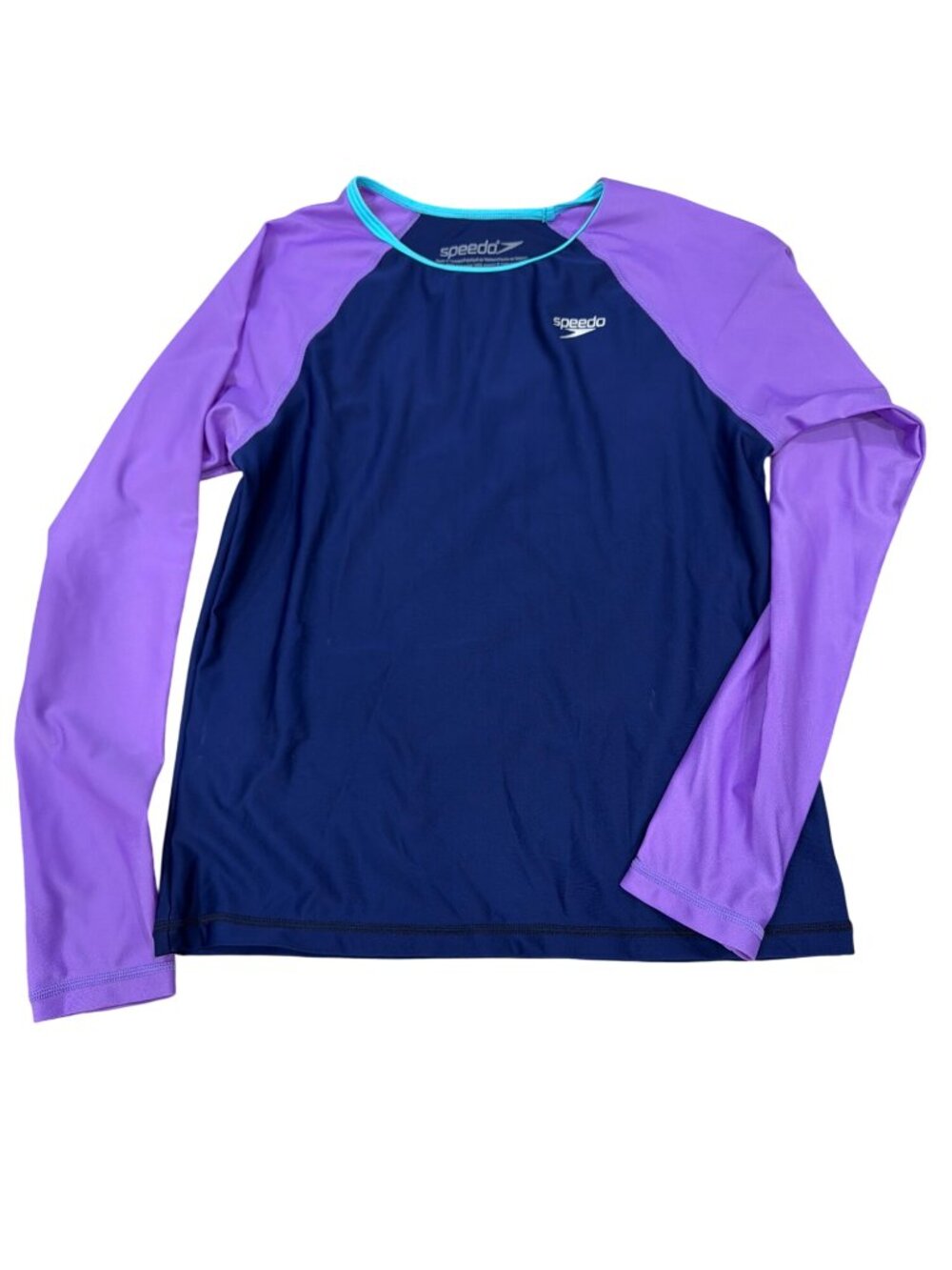 Speedo Girls Long-Sleeve UV Protection Rash Guard Shirt UPF 50+ Purple/Navy Size